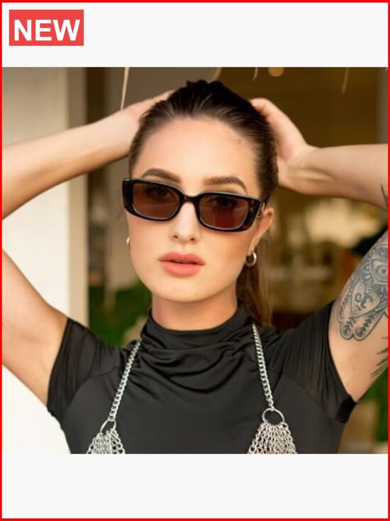 Rectangle Sunglasses 90s Retro Y2K Vintage Square Shades UV Protection